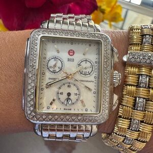 Michele Deco Diamond Chronograph Watch MW06A01 Stainless Steel Swiss